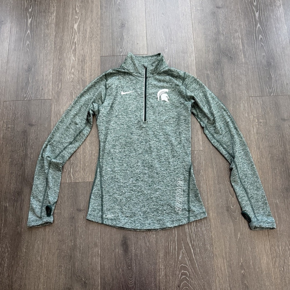 NIKE Michigan State Spartans Shirt‎ Womens XS 1/4 Zip Dri-Fit Long Sleeve MSU
